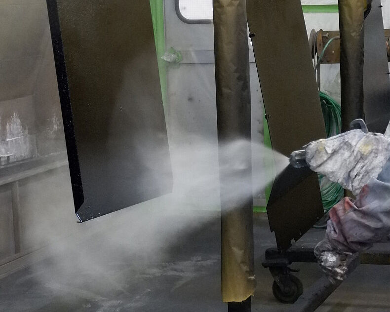 manual electrostatic coating of crane components