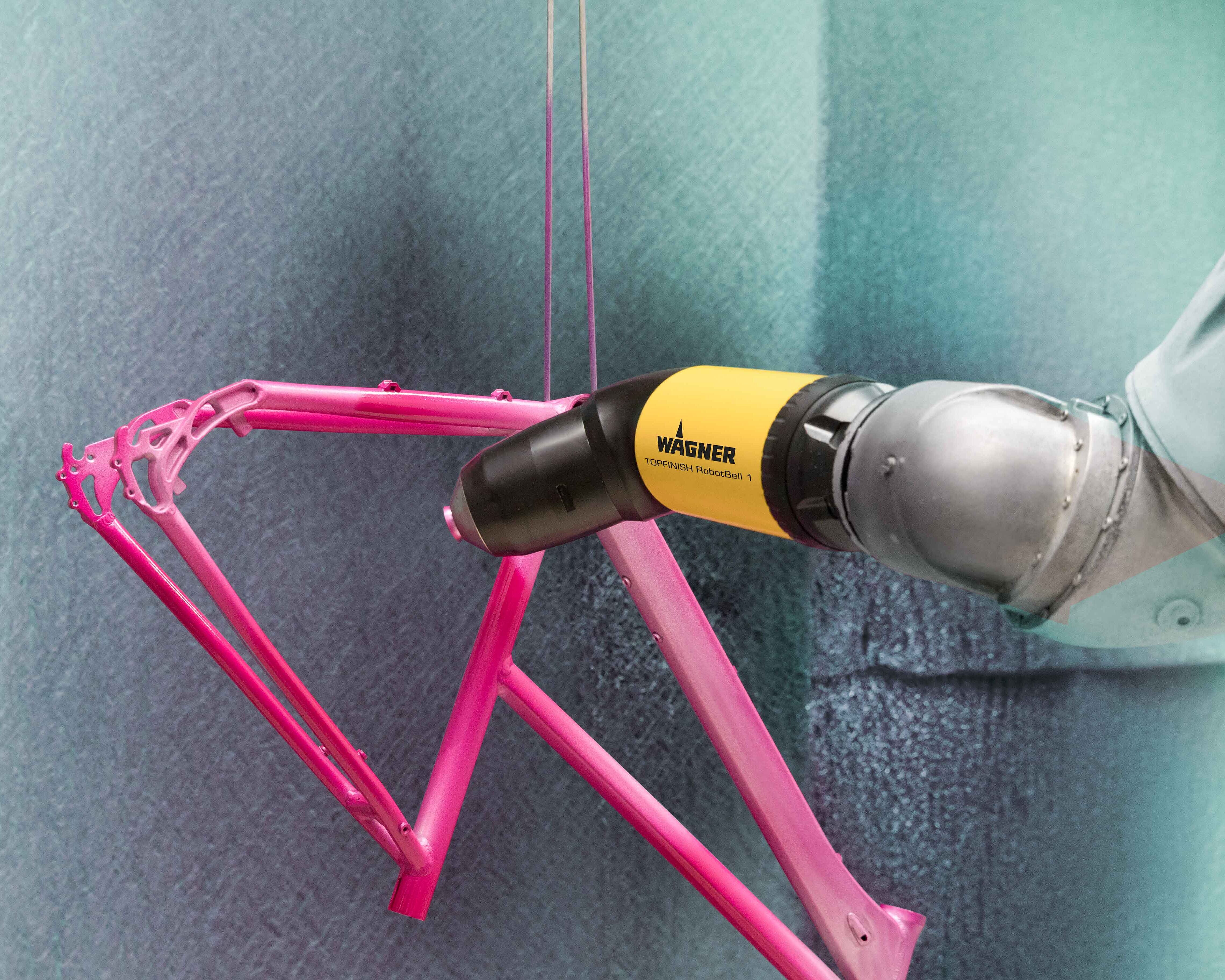 liquid coating of bicycle frame with wagner equipment