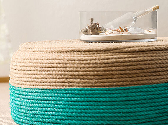 Coffee table made from car tyres