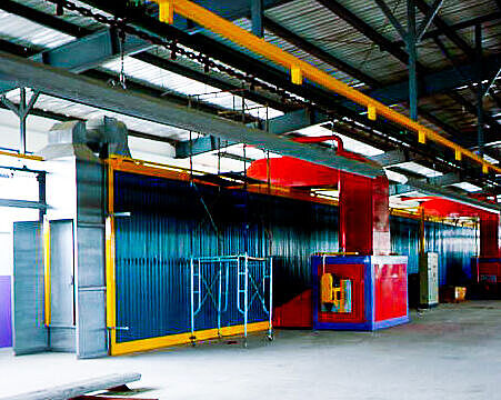 Continuous oven for hardening surface coatings