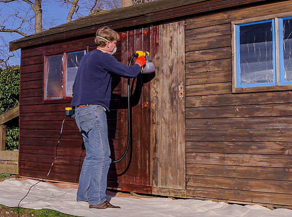 Painting a garden shed