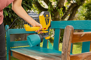 The compact hand-held paint sprayer for interior and exterior use