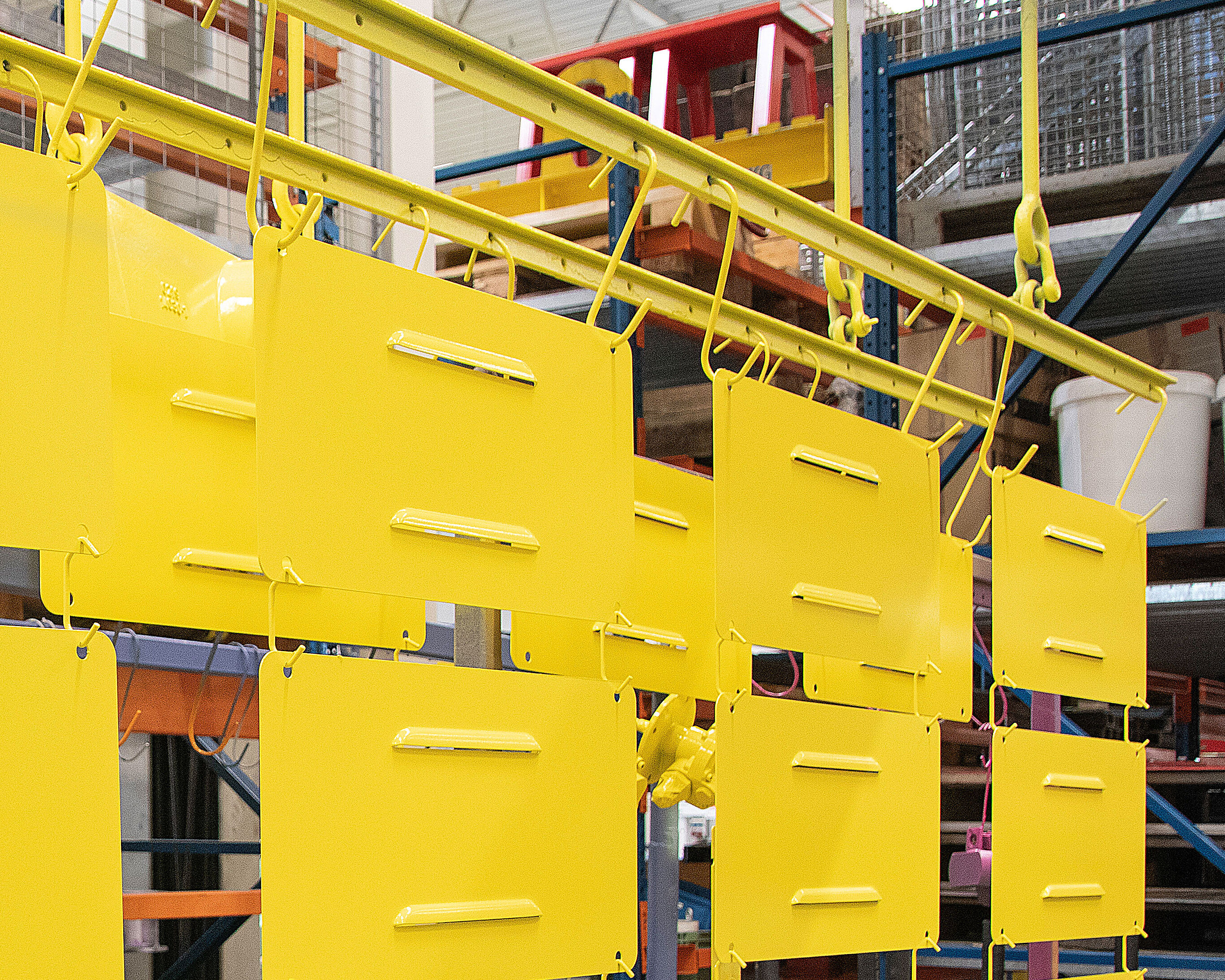 yellow coated workpieces