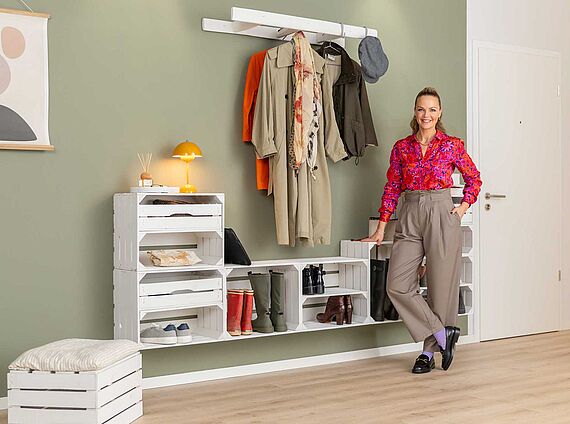Build your own shelves from fruit crates