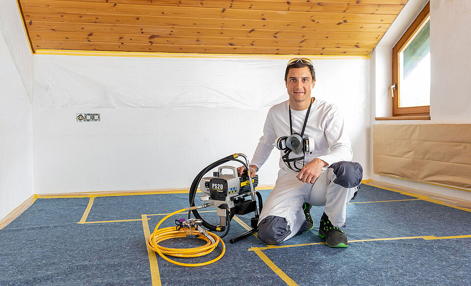 Painting a wooden ceiling