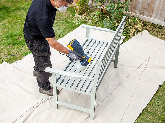 Painting a garden bench