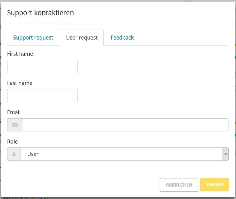 Screenshot Support kontaktieren